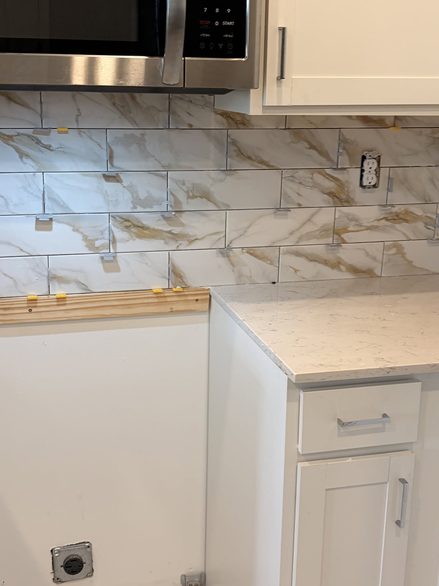 Finished tile backsplash